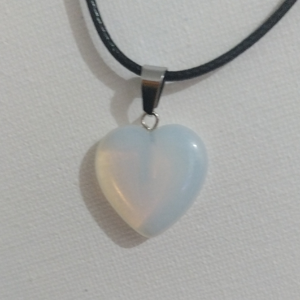 Blue and Cream Heart Pendant Necklace